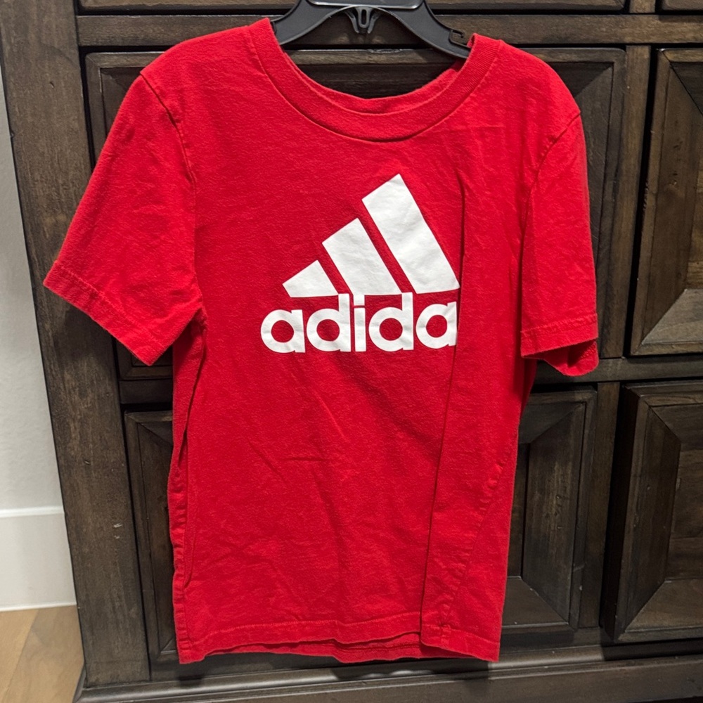 Adidas Kids Red Tee with White Logo